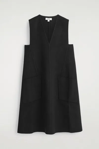 Cos Double-faced Merino Wool Dress In Black