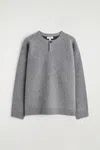 Cos Double-faced Merino Wool Henley Sweater In Gray
