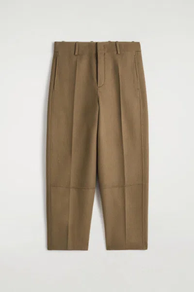 Cos Pantaloni Barrel Leg In Lana Doppiata In Brown