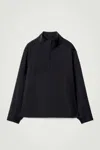 Cos Double-faced Wool-blend Half-zip Jacket In Blue