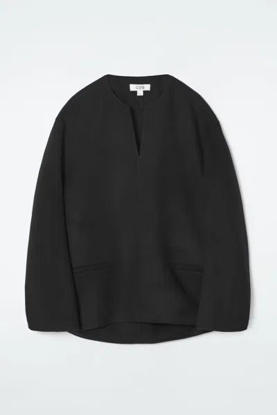 Cos Double-faced Wool Blouse In Black