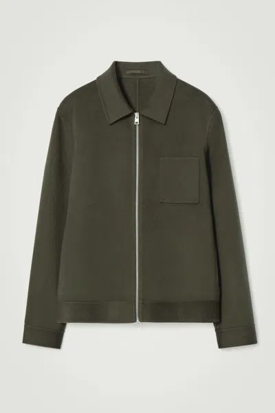Cos Double-faced Wool Harrington Jacket In Green
