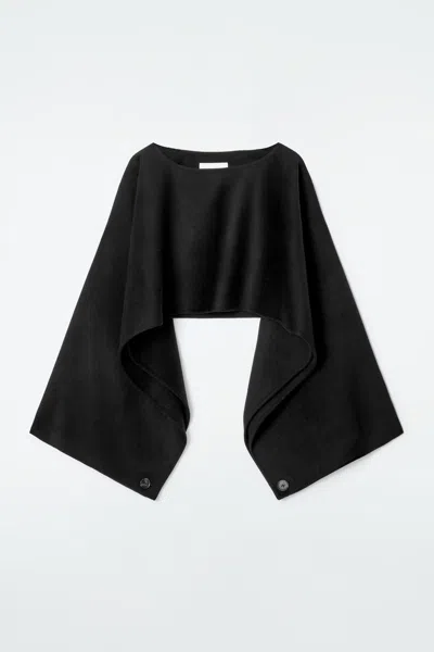 Cos Double-faced Wool Hybrid Cape In Black