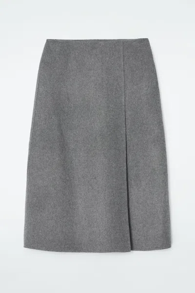 Cos Double-faced Wool Midi Skirt In Grey