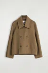 Cos Double-faced Wool Pea Coat In Brown