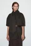 Cos Double-faced Wool Scarf Cape In Brown