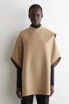 Cos Double-faced Wool Scarf Cape In Sand
