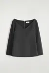 Cos Double-faced Wool V-neck Top In Gray