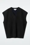 Cos Double-faced Wool V-neck Vest In Black