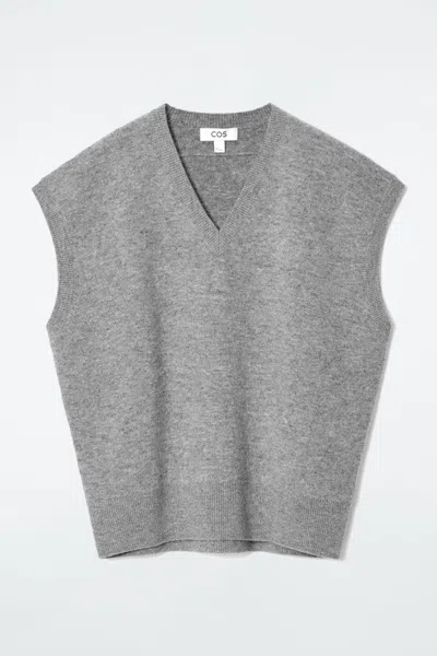 Cos Double-faced Wool V-neck Vest In Grey