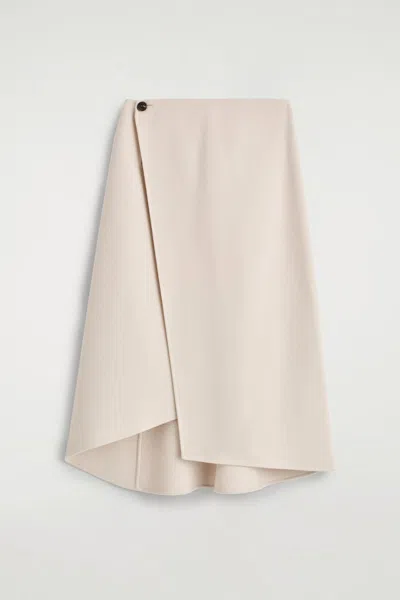 Cos Double-faced Wool Wrap Skirt In Sand