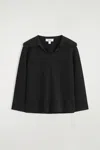 Cos Double-knit Open-collar Sweater In Black