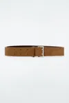 Cos Double-prong Suede Belt In Brown
