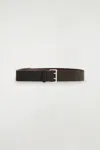 Cos Double-prong Suede Belt In Brown