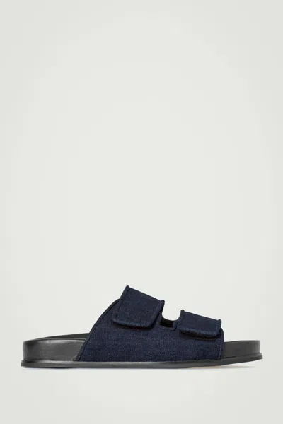 Cos Double-strap Denim Sandals In Blue