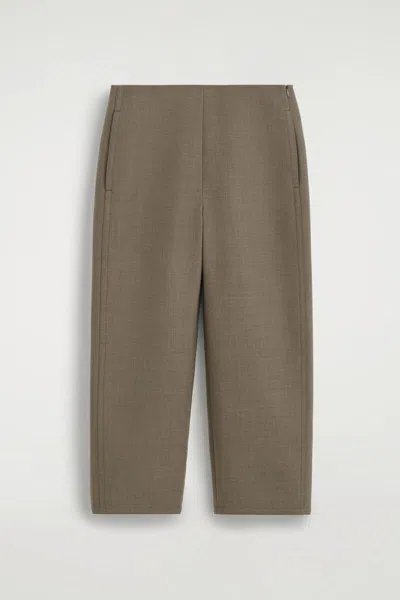 Cos Double-faced Barrel-leg Pants In Beige