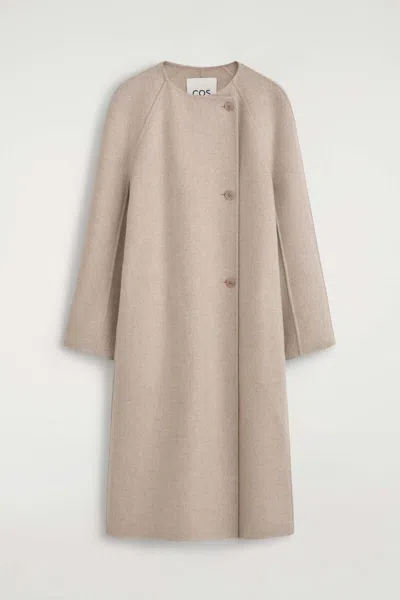 Cos Double-faced Cashmere Long Coat In Beige
