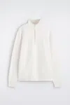 Cos Pull Demi-zippé En Maille Double Face In Blanc