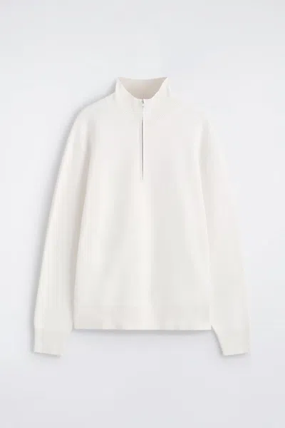 Cos Pull Demi-zippé En Maille Double Face In Blanc