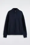 Cos Pull Demi-zippé En Maille Double Face In Bleu