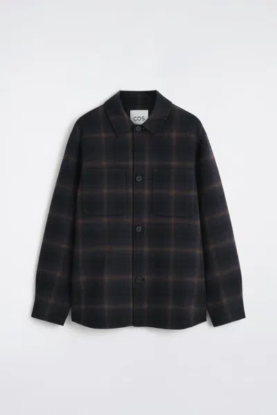 Cos Double-faced Wool Overshirt In Blue