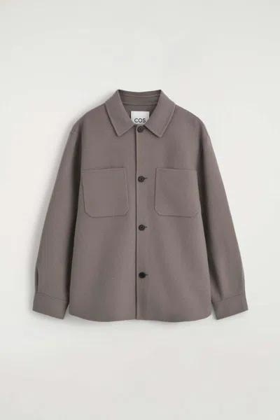 Cos Double-faced Wool Overshirt In Purple In Mauve