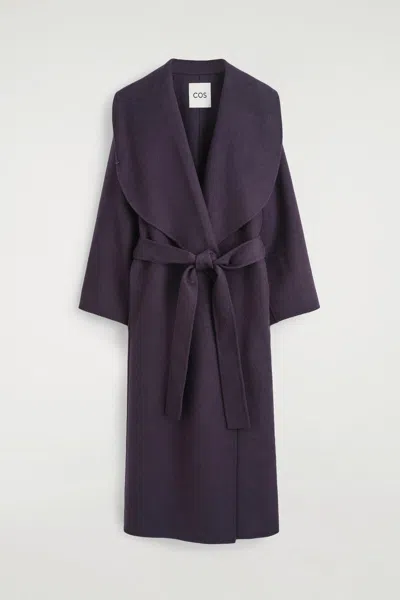 Cos Double-faced Wool Shawl-collar Coat In Purple