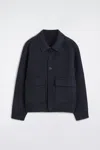 Cos Double-faced Wool-blend Bomber Jacket In Navy