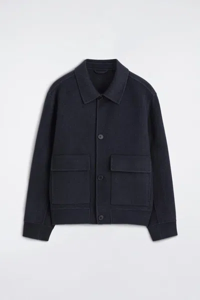 Cos Double-faced Wool-blend Bomber Jacket In Navy
