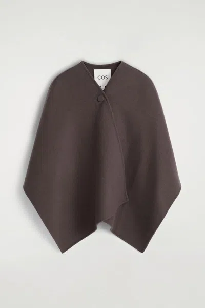 Cos Double-faced Wool-blend Cape In Brown