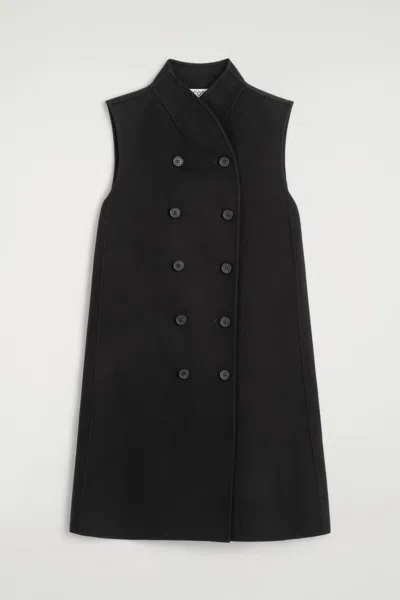 Cos Double-faced Wool-blend Mini Dress In Black