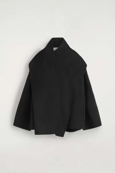 Cos Double-faced Wool-blend Scarf Jacket In Black
