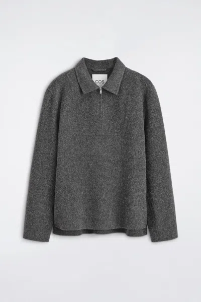 Cos Double-faced Wool-blend Zip-up Overshirt In Gray