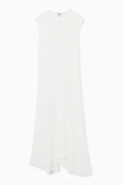 Cos Draped Asymmetric Maxi Dress In White