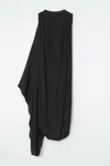 Cos Draped Balloon Midi Dress In Black