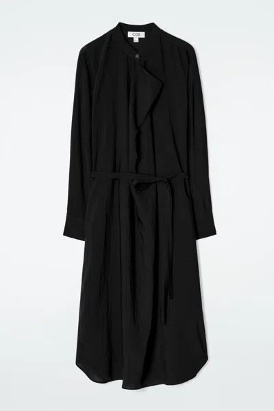 Cos Draped Belted Midi Dres In Black