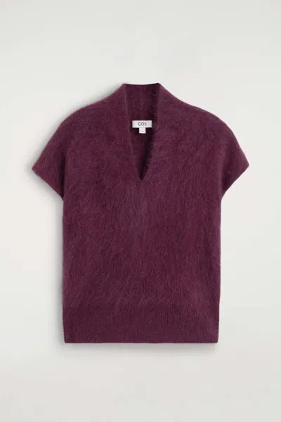 Cos Draped Brushed Merino Wool Top In Red