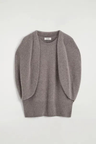 Cos Maglione A Mantella Drappeggiato In Cashmere In Beige