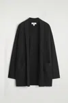 Cos Draped-collar Merino Wool Cardigan In Black