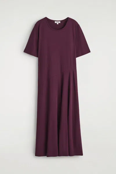 Cos Draped Cotton Midi Dress In Red