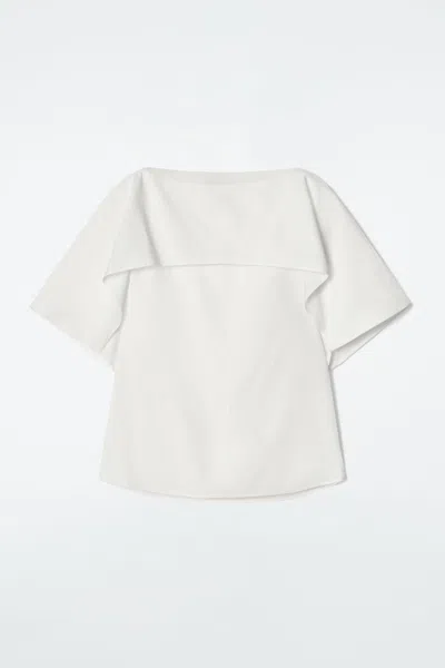 Cos Draped Cotton Top In White