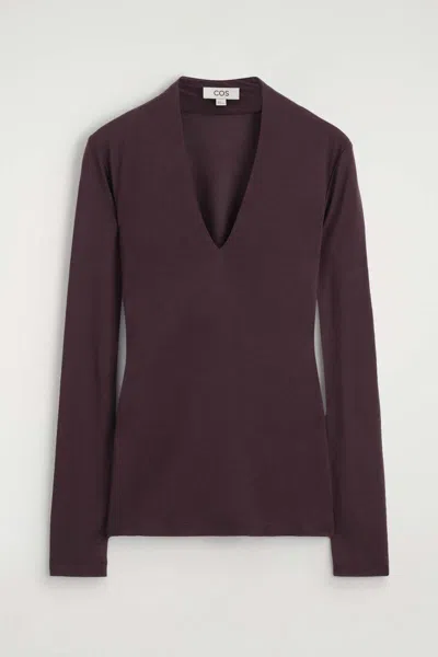 Cos Draped Jersey V-neck Top In Animal Print