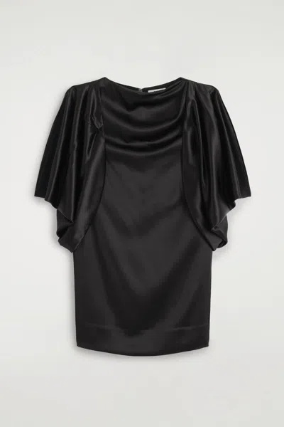 Cos Draped Matte-satin Mini Dress In Black