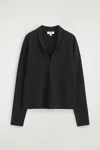Cos Draped Merino Wool V-neck Sweater In Black