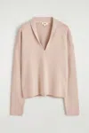 Cos Draped Merino Wool V-neck Sweater In Sand