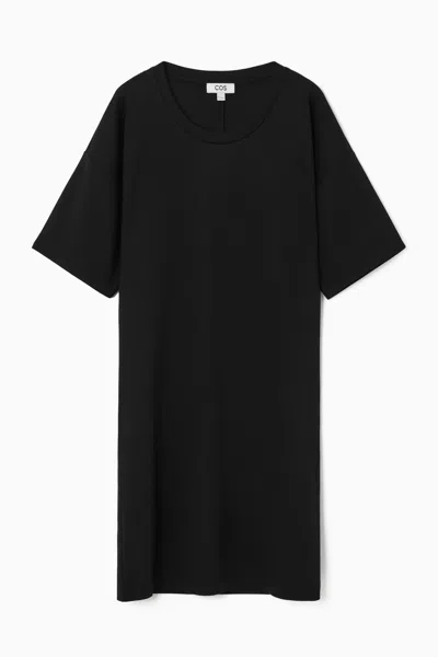 Cos Draped Mini T-shirt Dress In Black