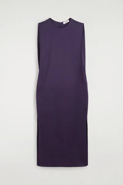 Cos Draped Open-back Matte-satin Dress In Purple
