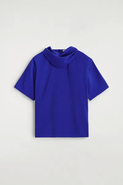 Cos Draped Scarf-detail Top In Blue