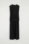 Cos Draped Silk Maxi Dress In Black