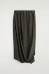 Cos Draped Silk Midi Skirt In Green
